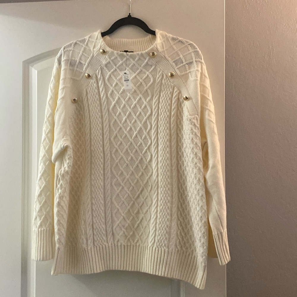 Size 2X Talbots sweater. Cream, new.